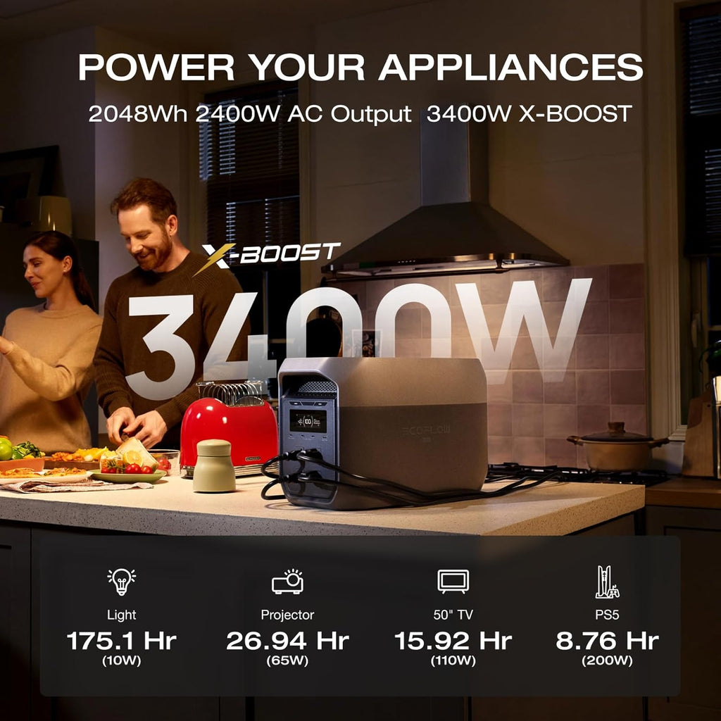 EF ECOFLOW Portable Power Station DELTA 2 Max, 2400W LFP Solar Generator, Full Charge in 1 Hr
