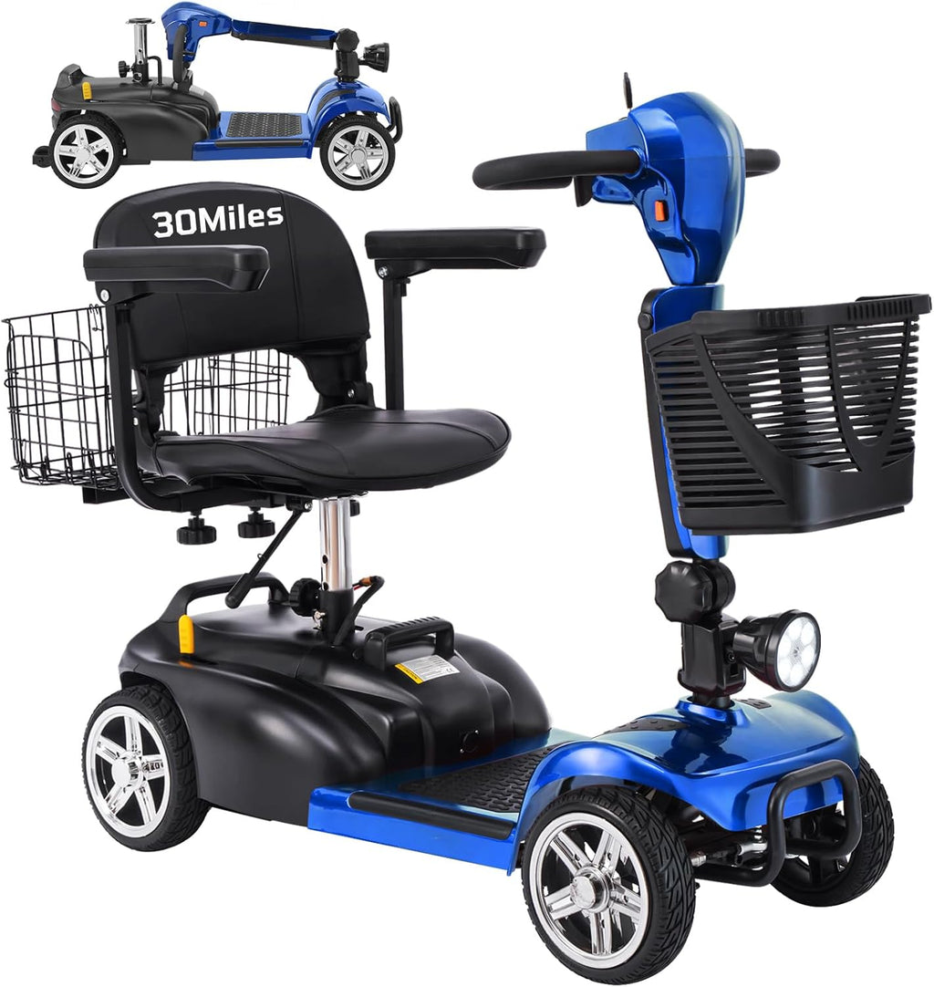 4-Wheel Mobility Scooter for Adults & Seniors, 15–30 Mile Range, 350W, Removable Battery, Compact