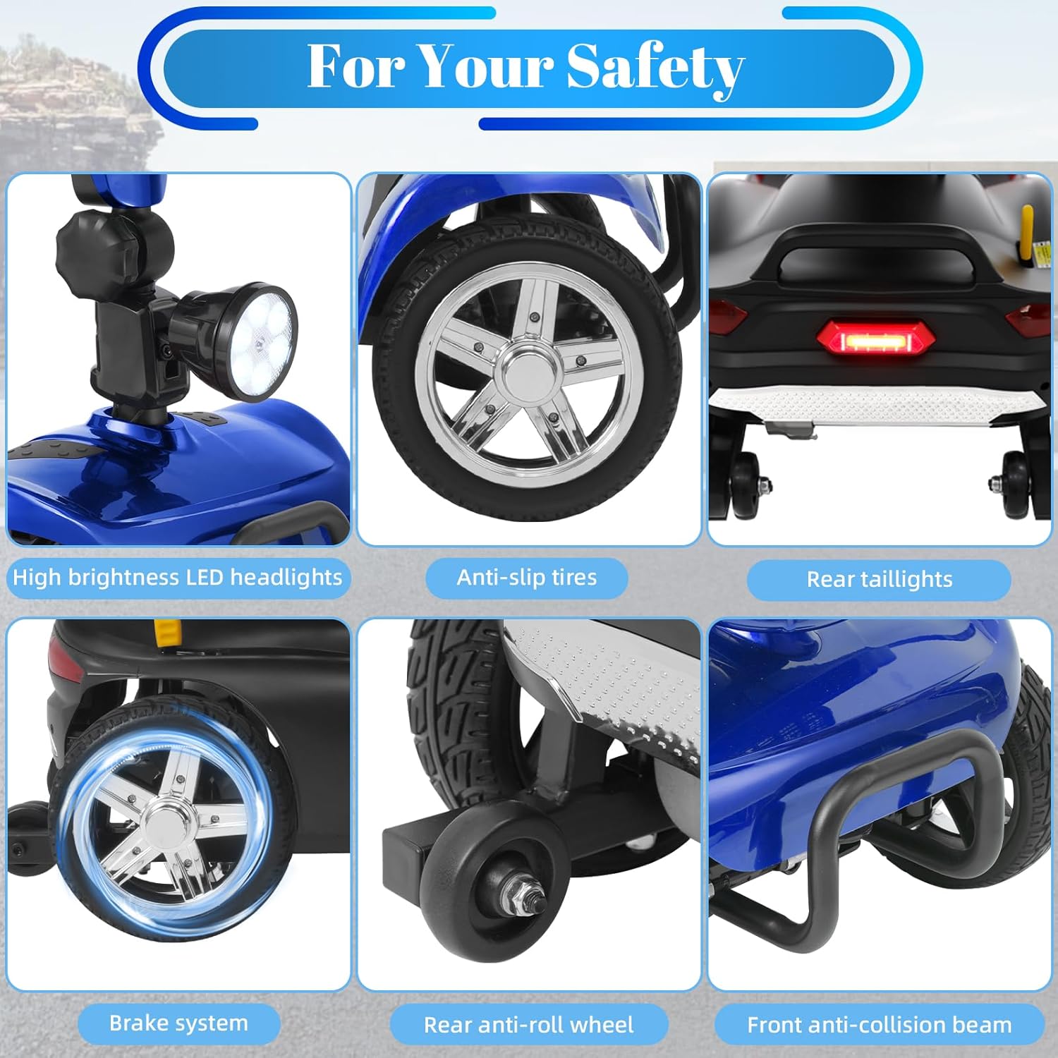4-Wheel Mobility Scooter for Adults & Seniors, 15–30 Mile Range, 350W, Removable Battery, Compact