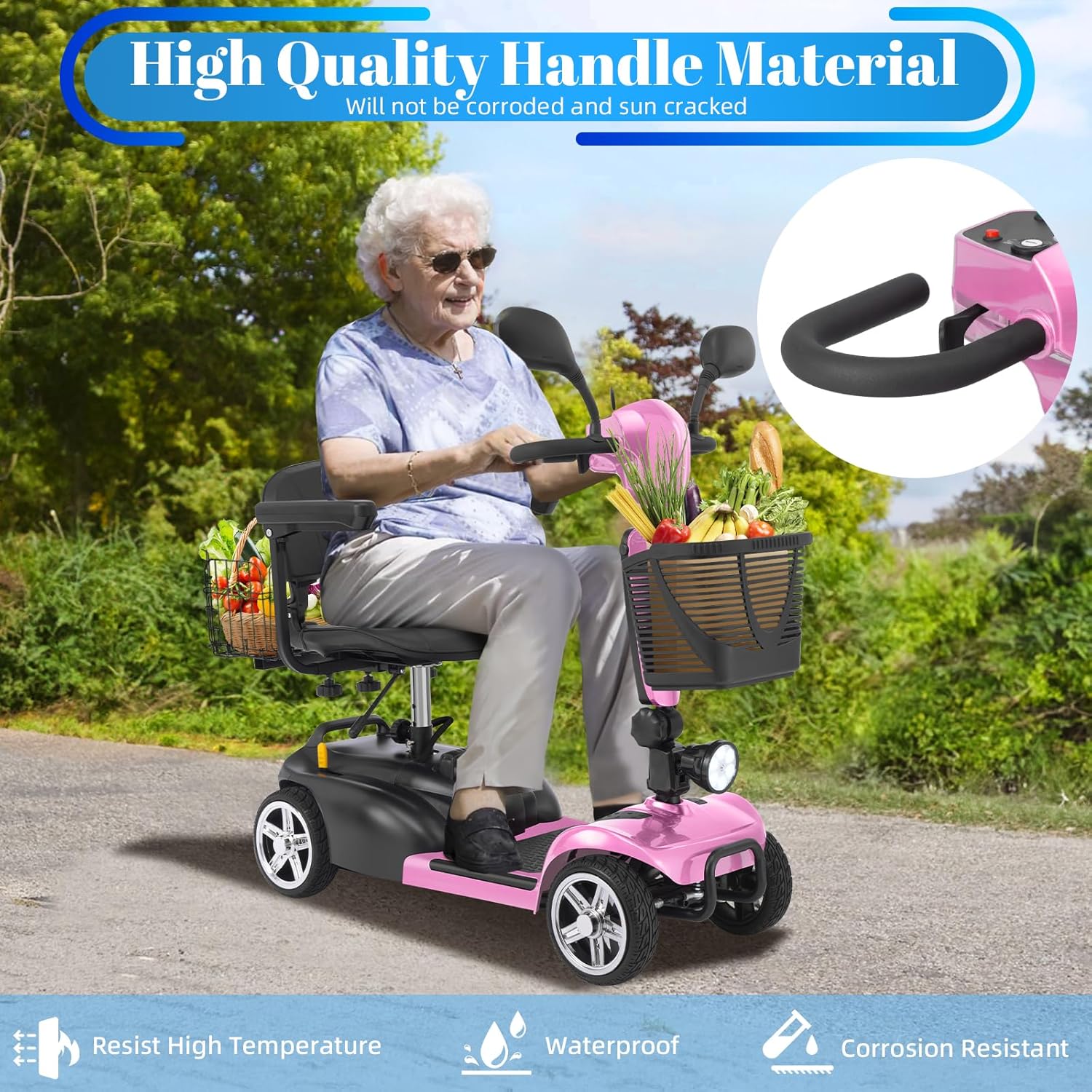 4-Wheel Mobility Scooter for Adults & Seniors, 15–30 Mile Range, 350W, Removable Battery, Compact