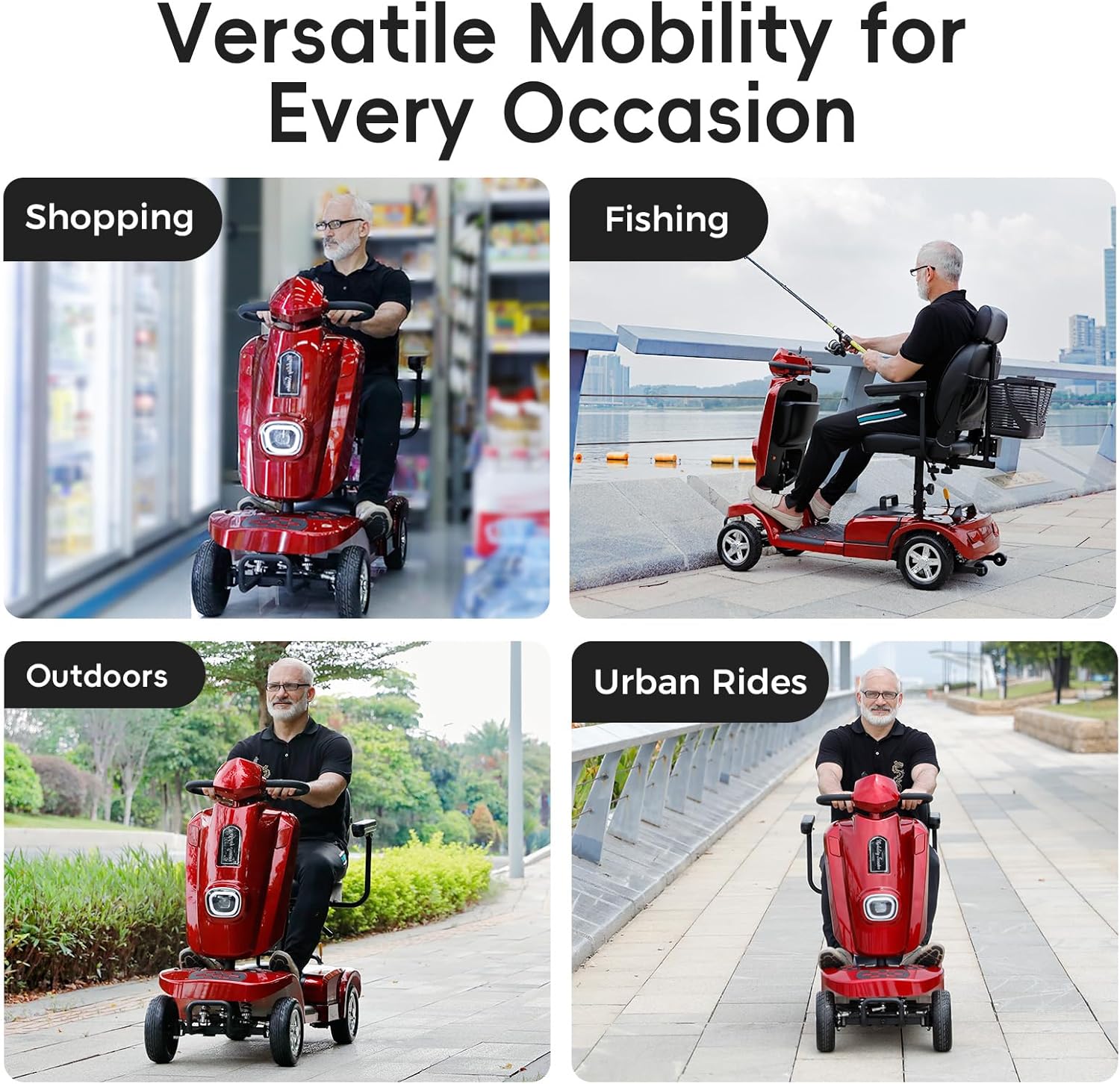 Heavy Duty Electric Mobility Scooter for Adults & Seniors, 16–32 Mile Range, 500–1000W, Off-Road
