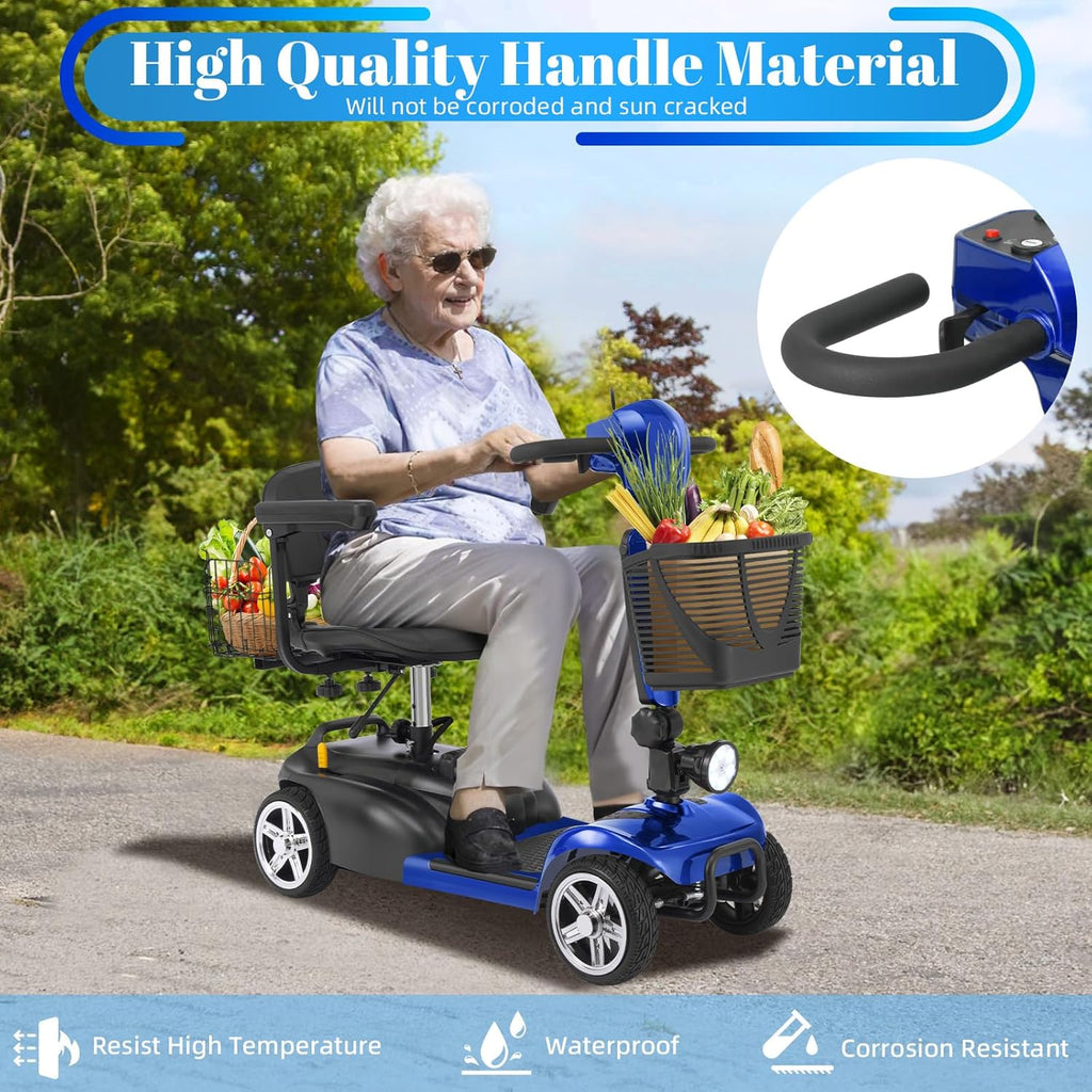 4-Wheel Mobility Scooter for Adults & Seniors, 15–30 Mile Range, 350W, Removable Battery, Compact