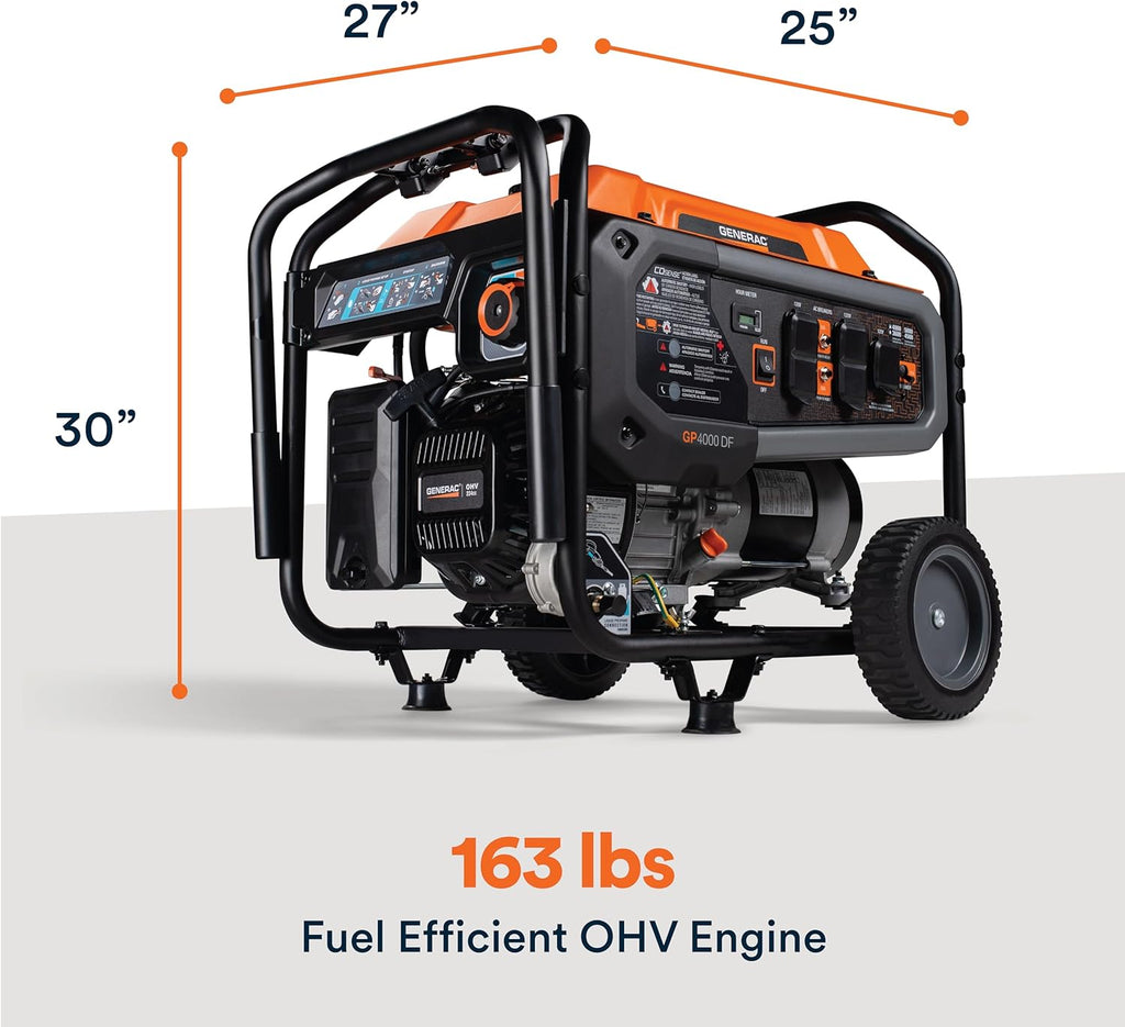 Generac 8,125 Starting Watt Portable Gas Generator – Includes Extension Cord