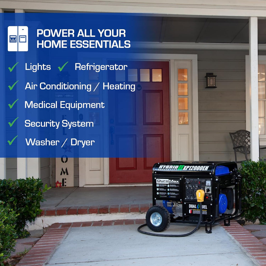DuroMax XP13000EH 13,000-Watt Dual Fuel Portable Generator – Gas & Propane, Electric Start