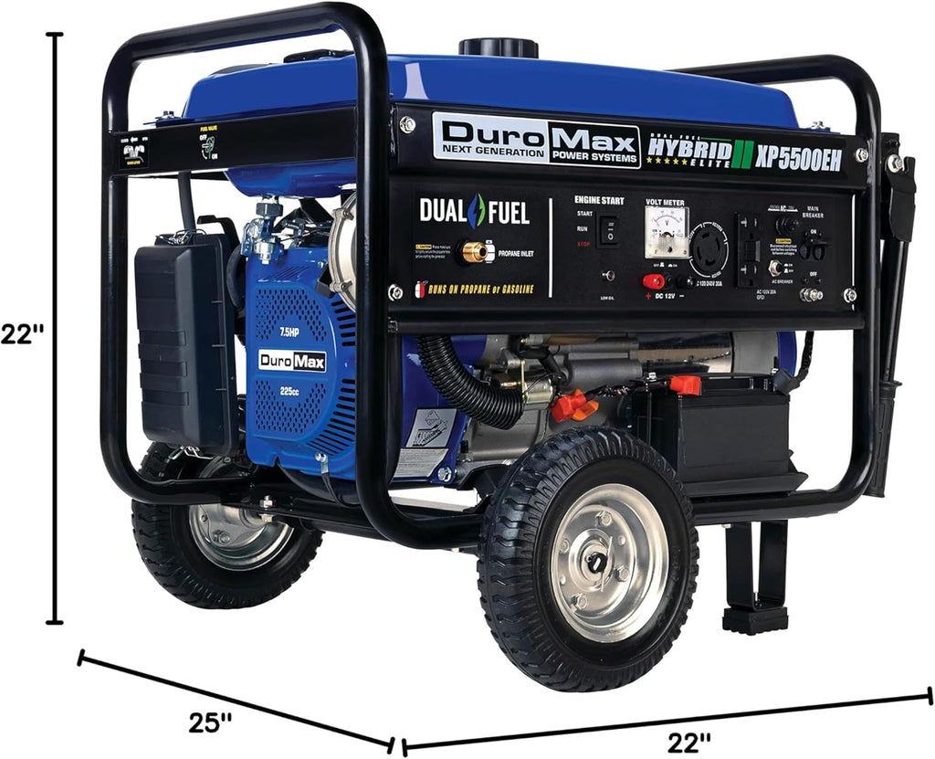 DuroMax XP13000EH 13,000-Watt Dual Fuel Portable Generator – Gas & Propane, Electric Start
