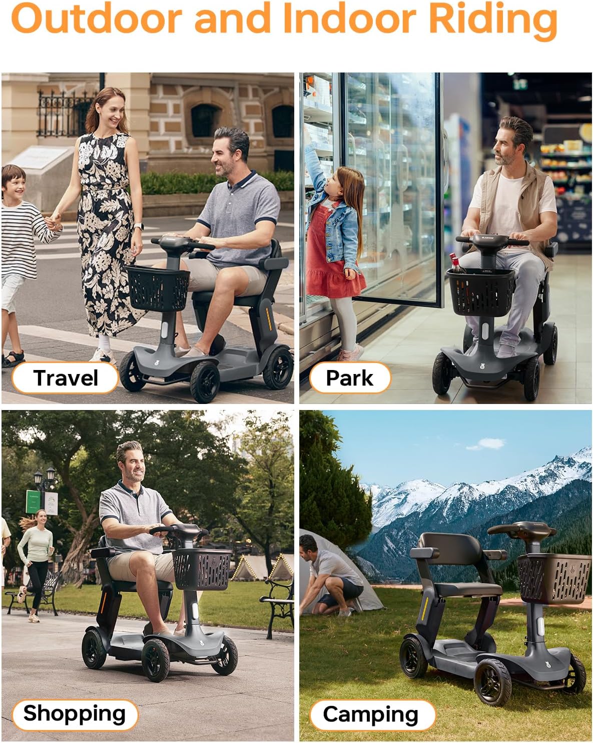Paiseec S3 Pro Foldable 4-Wheel Mobility Scooter for Seniors, 40 Mile Range, 250W, All-Terrain