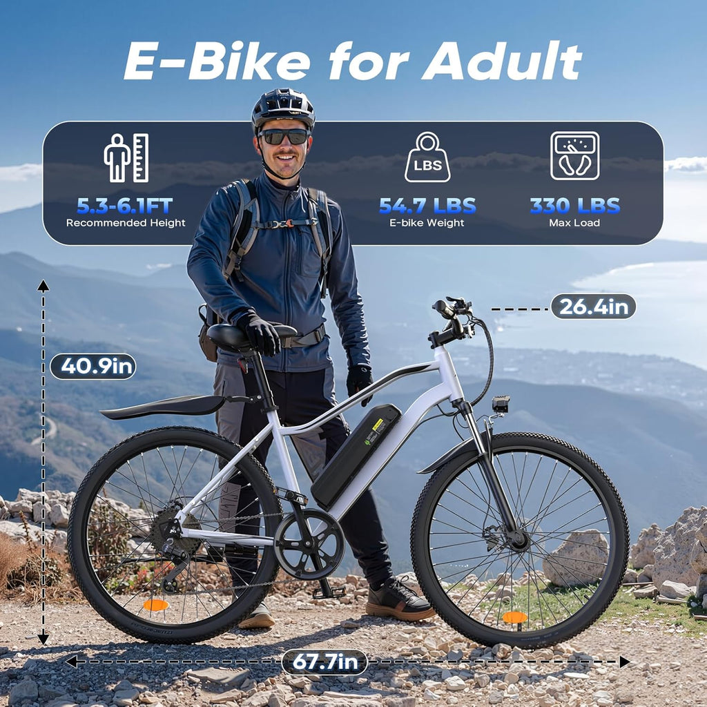 Electric Bike for Adults, 750–1000W, 60 Mile Range, 20MPH, 20″/26″ Tires, Mountain & Commuting