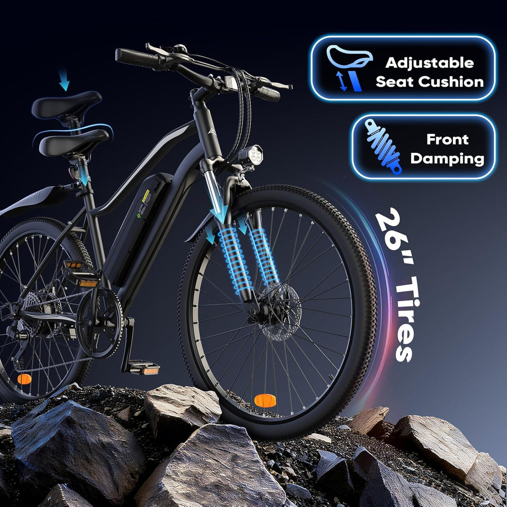 Electric Bike for Adults, 750–1000W, 60 Mile Range, 20MPH, 20″/26″ Tires, Mountain & Commuting