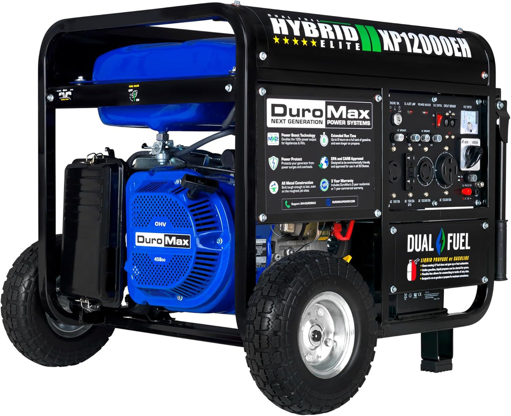 DuroMax XP13000EH 13,000-Watt Dual Fuel Portable Generator – Gas & Propane, Electric Start