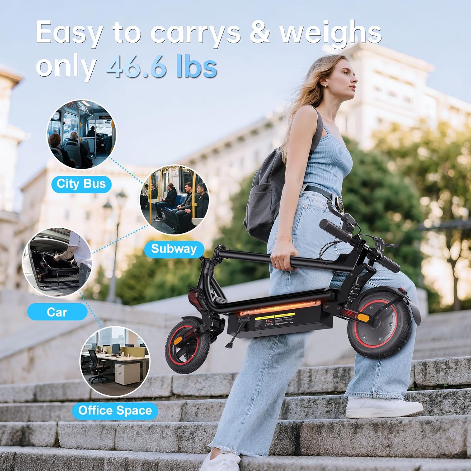 Electric Scooter for Kids & Teens, 500–1000W, 18–25 MPH, 21–28 Mile Range