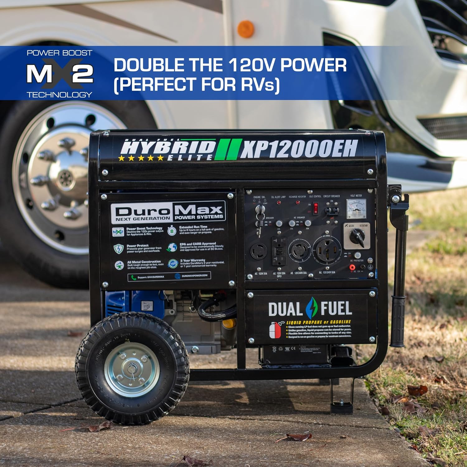 DuroMax XP13000EH 13,000-Watt Dual Fuel Portable Generator – Gas & Propane, Electric Start