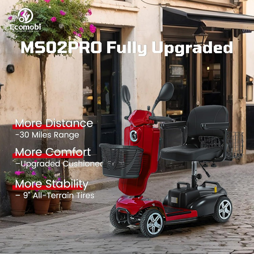 4-Wheel Mobility Scooter for Adults & Seniors, 15–30 Mile Range, 350W, Removable Battery, Compact