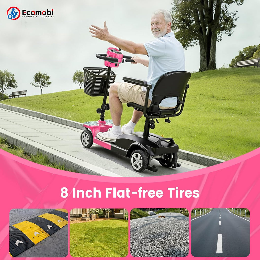 4-Wheel Mobility Scooter for Adults & Seniors, 15–30 Mile Range, 350W, Removable Battery, Compact