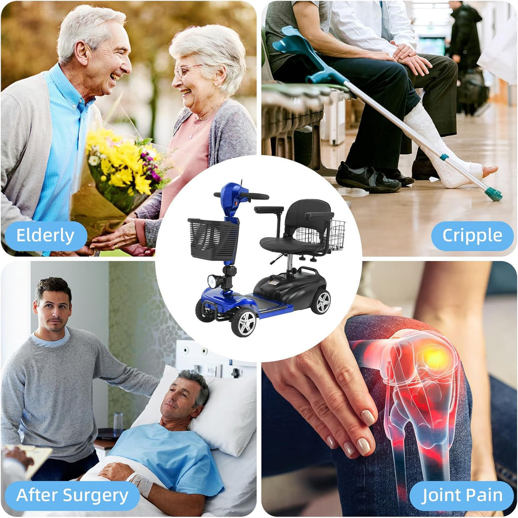4-Wheel Mobility Scooter for Adults & Seniors, 15–30 Mile Range, 350W, Removable Battery, Compact