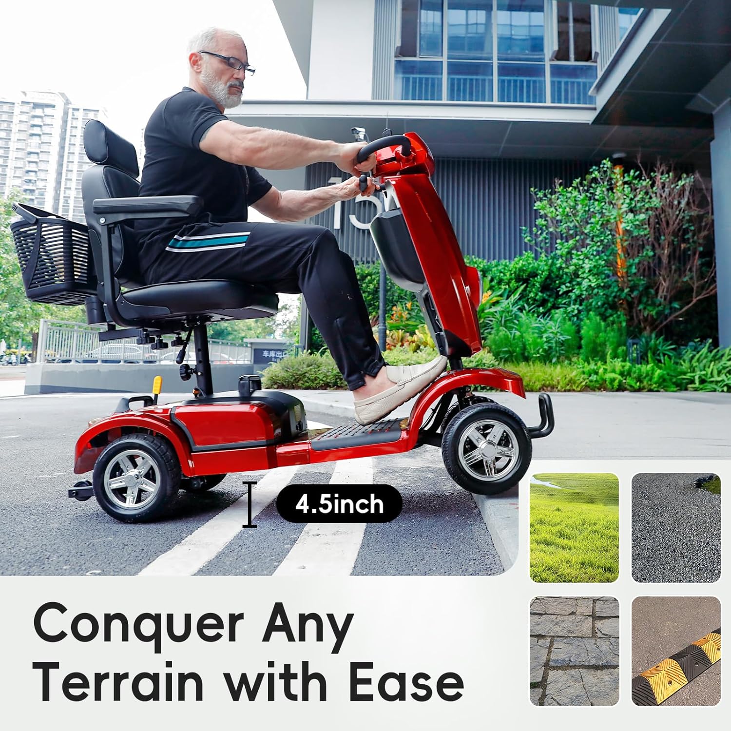 Heavy Duty Electric Mobility Scooter for Adults & Seniors, 16–32 Mile Range, 500–1000W, Off-Road