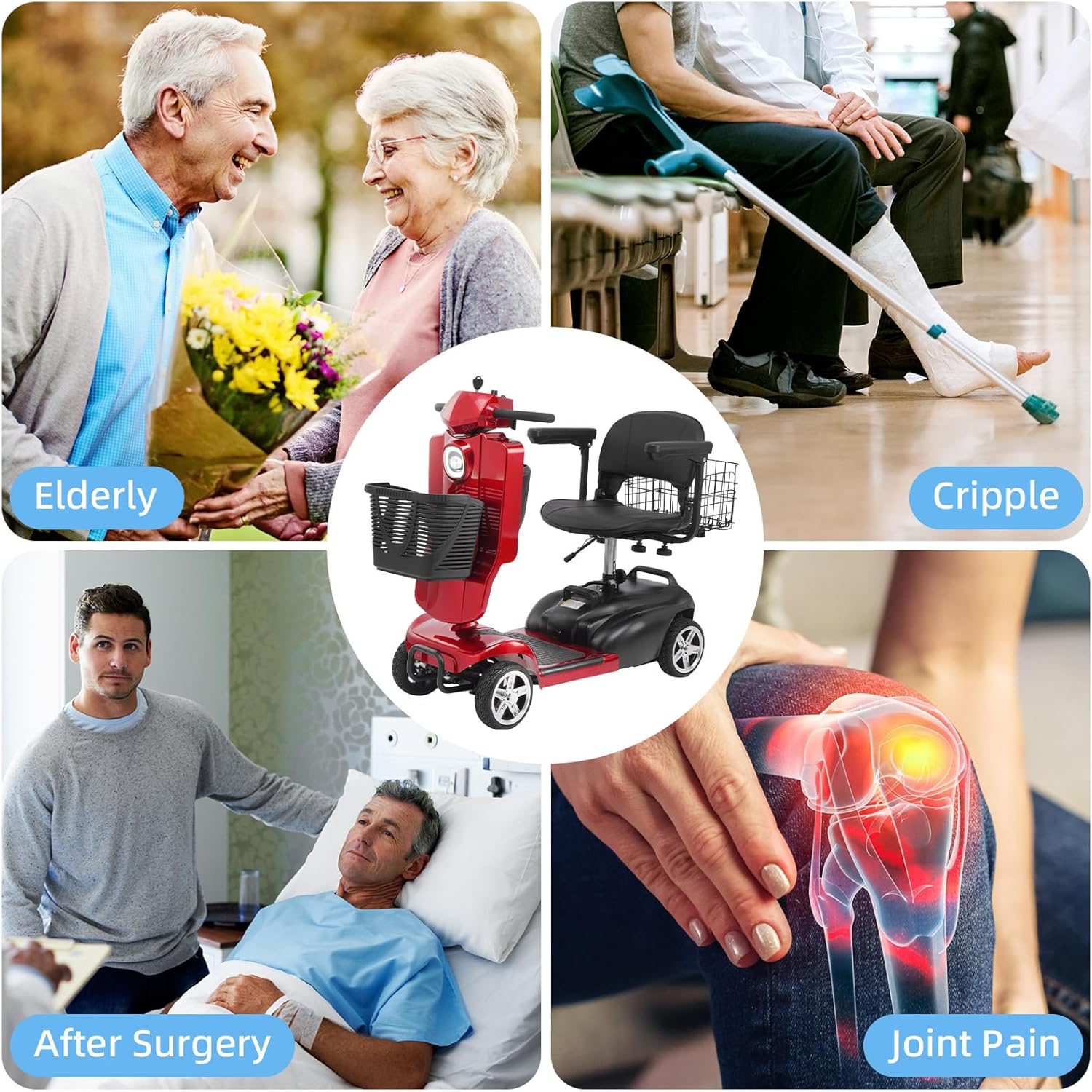 4-Wheel Mobility Scooter for Adults & Seniors, 15–30 Mile Range, 350W, Removable Battery, Compact