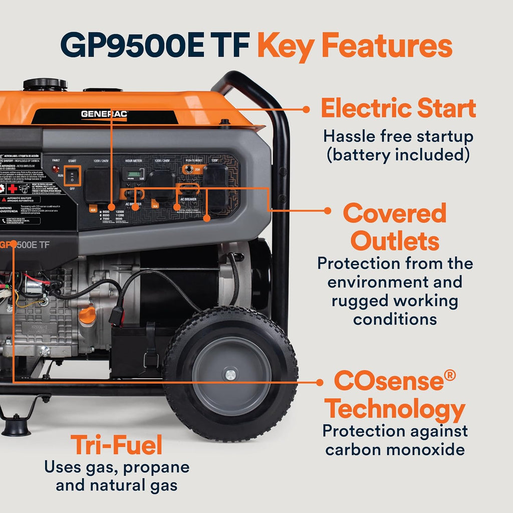Generac 8,125 Starting Watt Portable Gas Generator – Includes Extension Cord