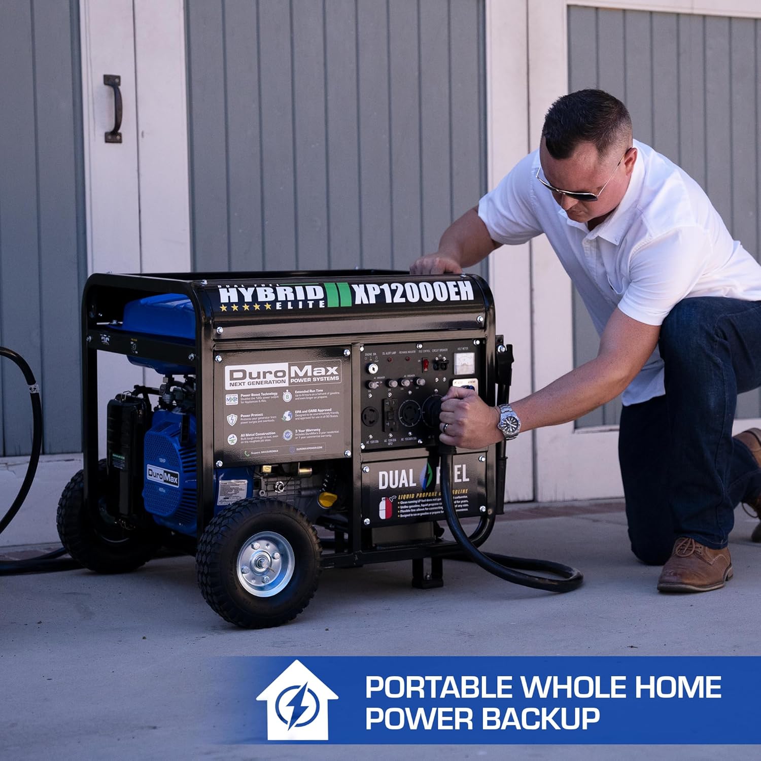 DuroMax XP13000EH 13,000-Watt Dual Fuel Portable Generator – Gas & Propane, Electric Start