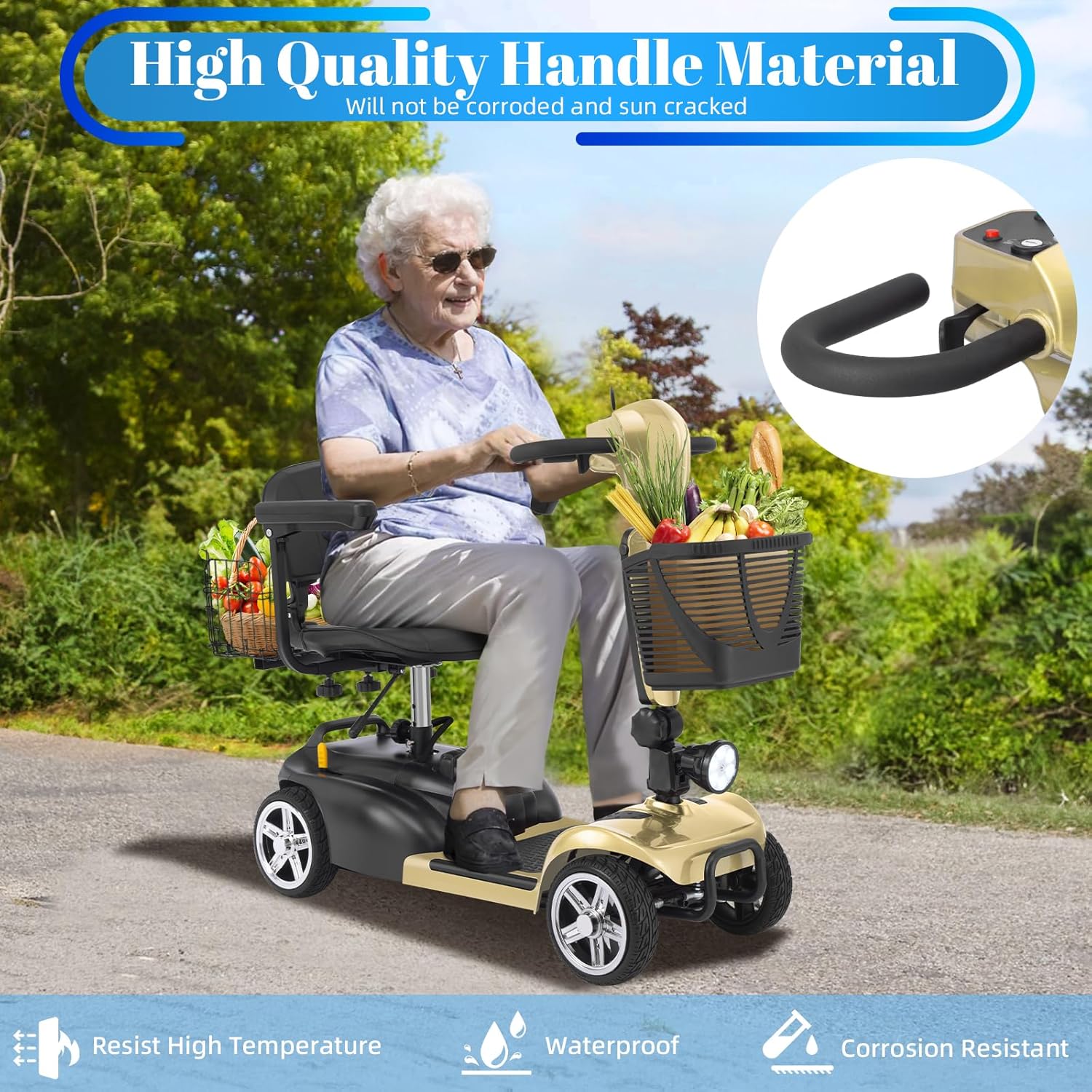 4-Wheel Mobility Scooter for Adults & Seniors, 15–30 Mile Range, 350W, Removable Battery, Compact