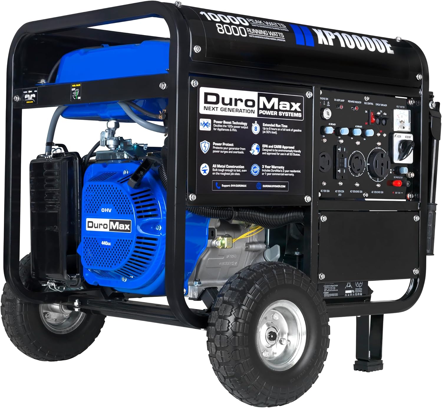 DuroMax XP13000EH 13,000-Watt Dual Fuel Portable Generator – Gas & Propane, Electric Start