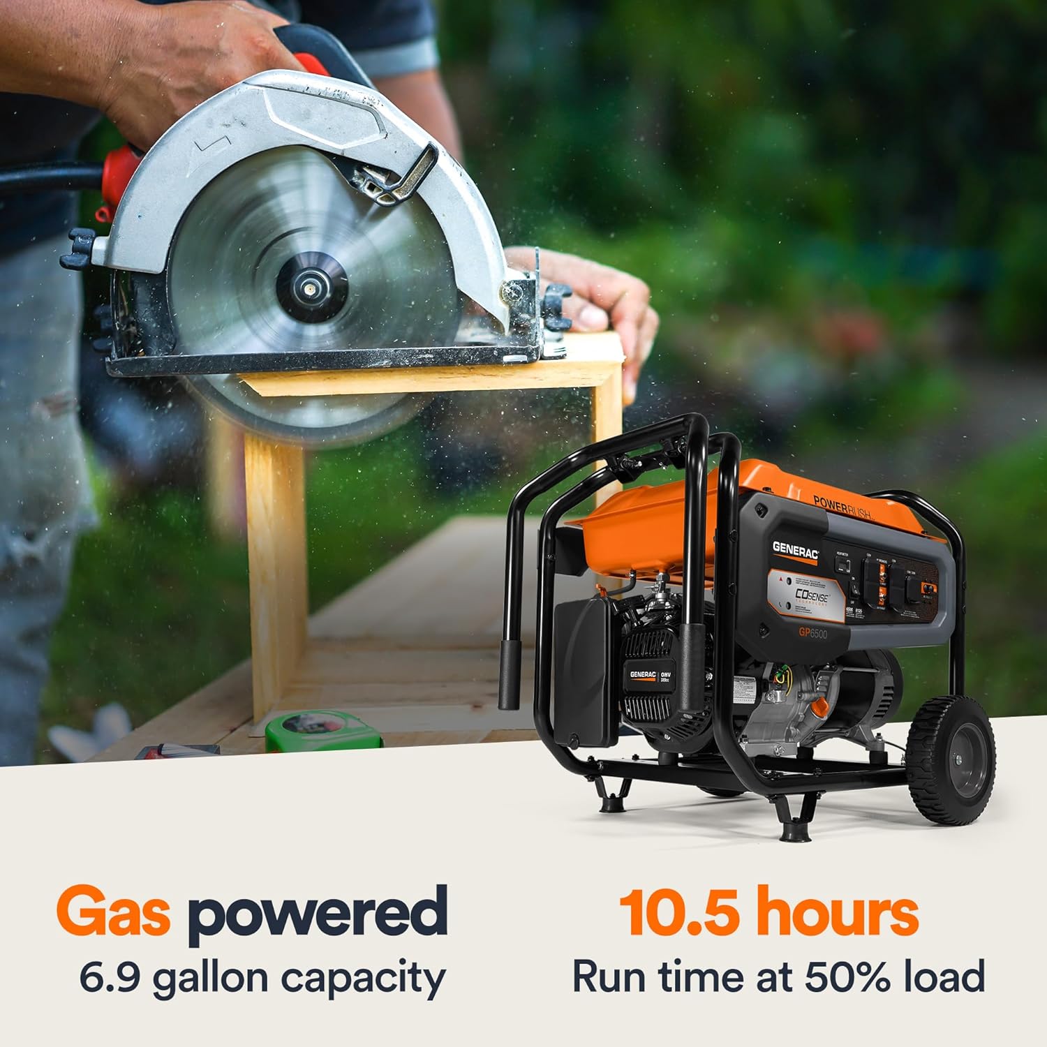 Generac 8,125 Starting Watt Portable Gas Generator – Includes Extension Cord