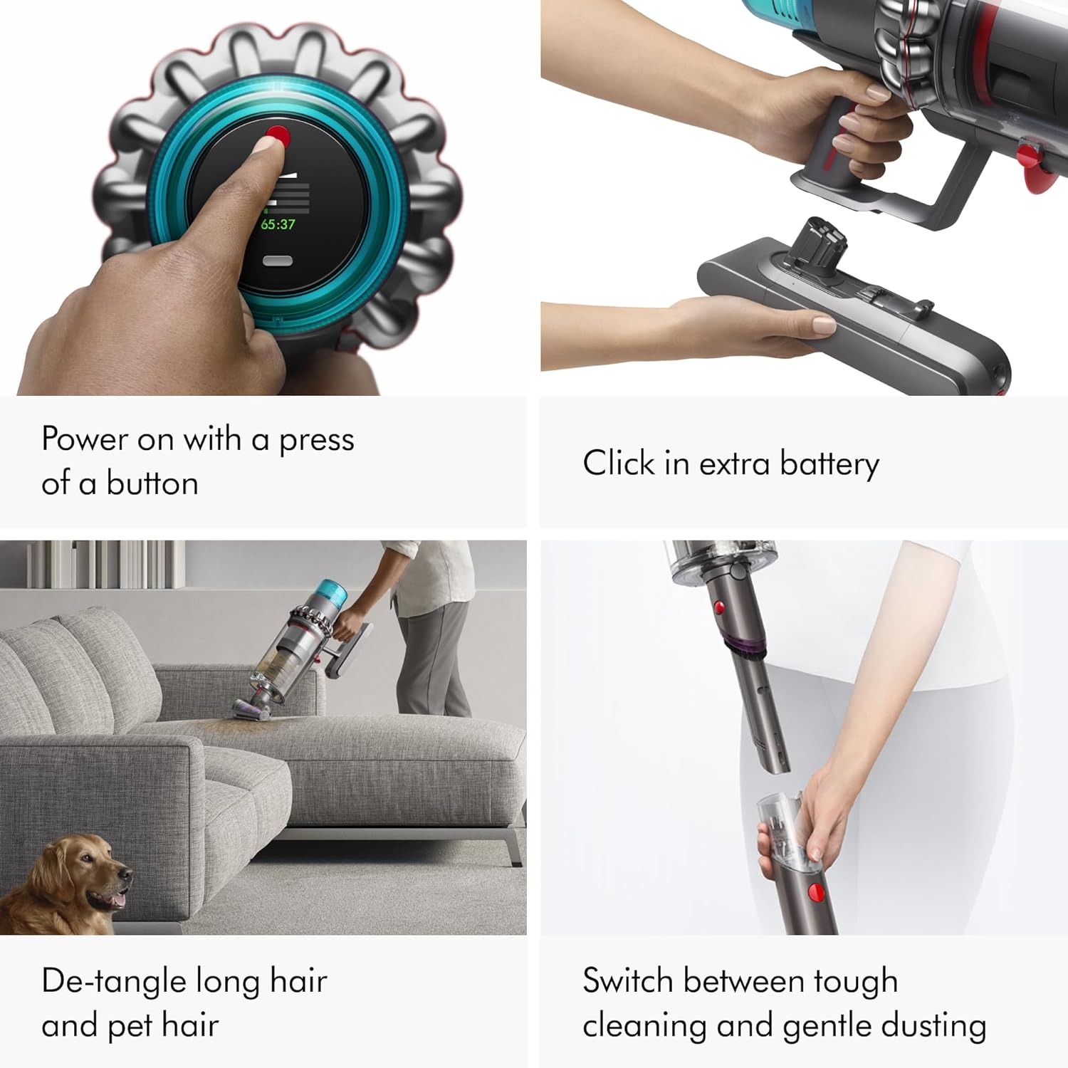Dyson Gen5detect Cordless Vacuum, 280AW, 3 Power Modes