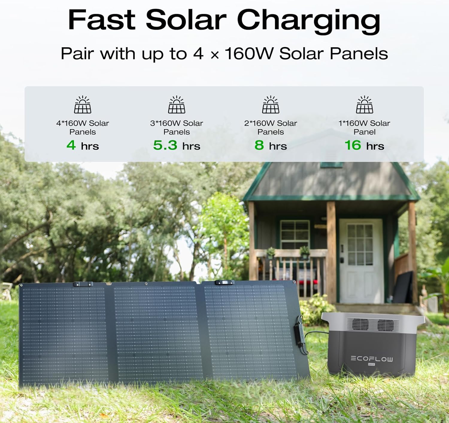 EF ECOFLOW Portable Power Station DELTA 2 Max, 2400W LFP Solar Generator, Full Charge in 1 Hr