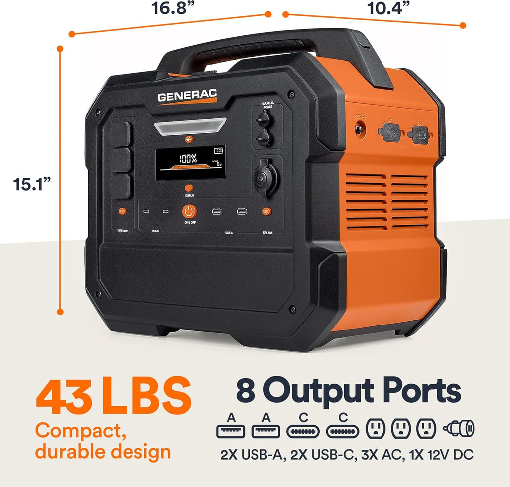 Generac 2106Wh Portable Power Station with Lithium-Ion Battery – Clean, Emission
