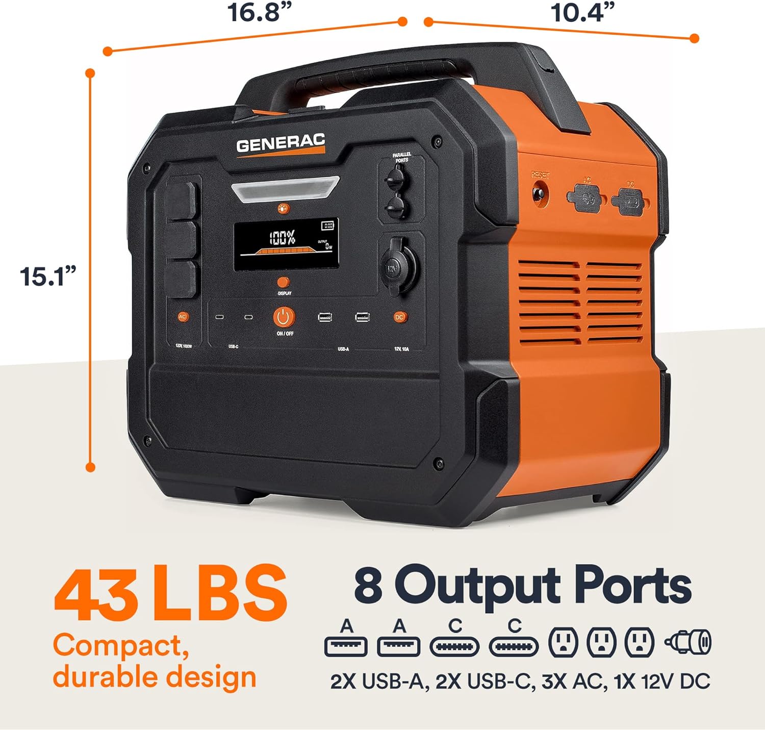 Generac 2106Wh Portable Power Station with Lithium-Ion Battery – Clean, Emission