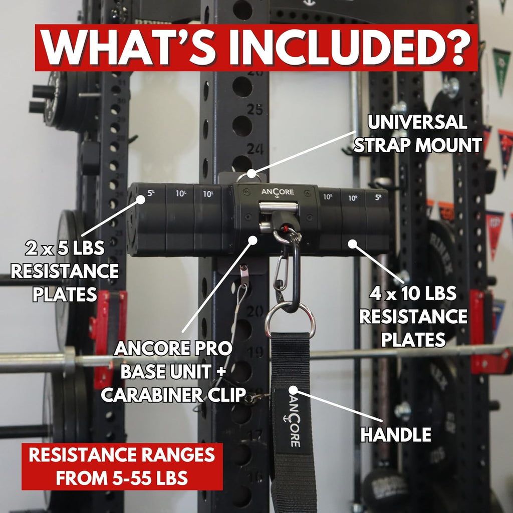 Ancore Pro Home Gym Cable Machine, Portable Full-Body Workout, Mount for Squat Rack or Pole