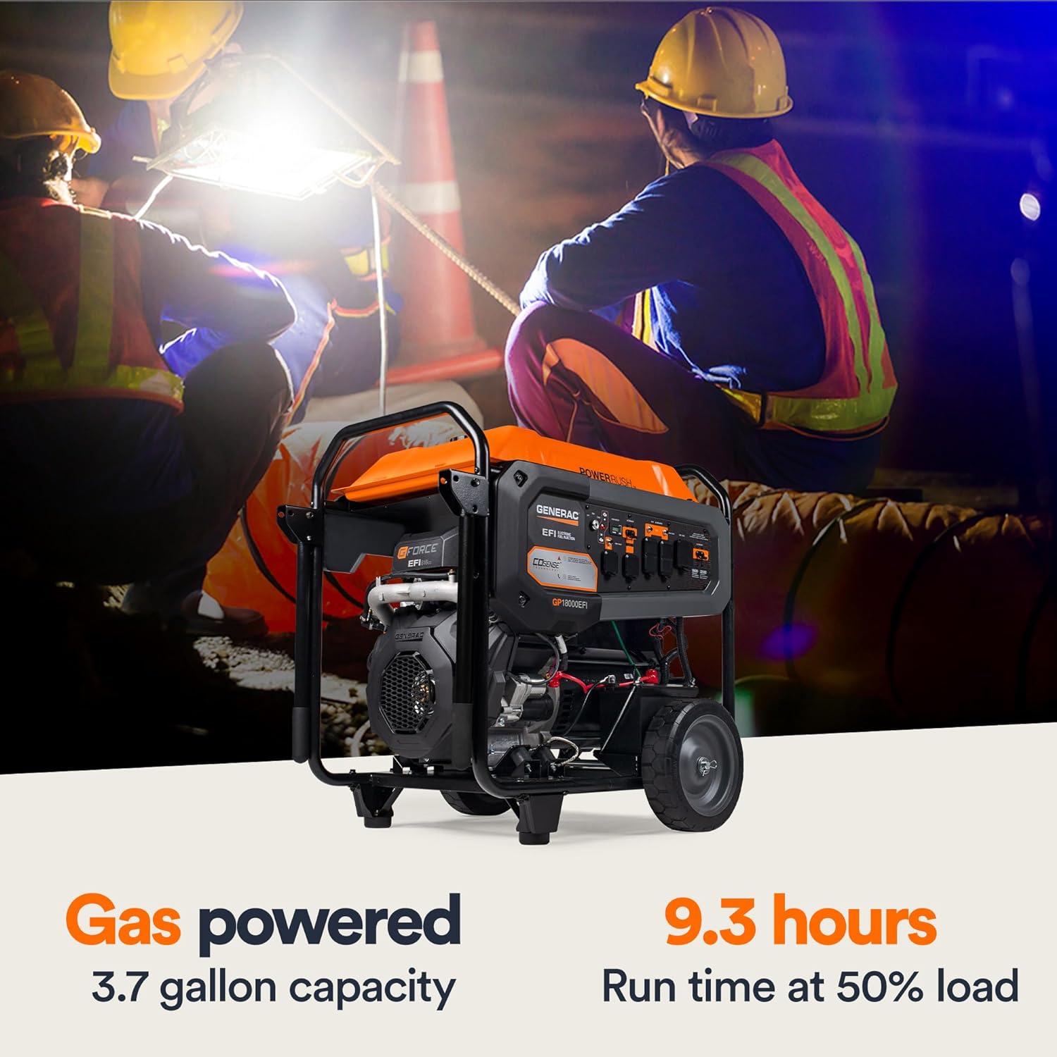 Generac 8,125 Starting Watt Portable Gas Generator – Includes Extension Cord
