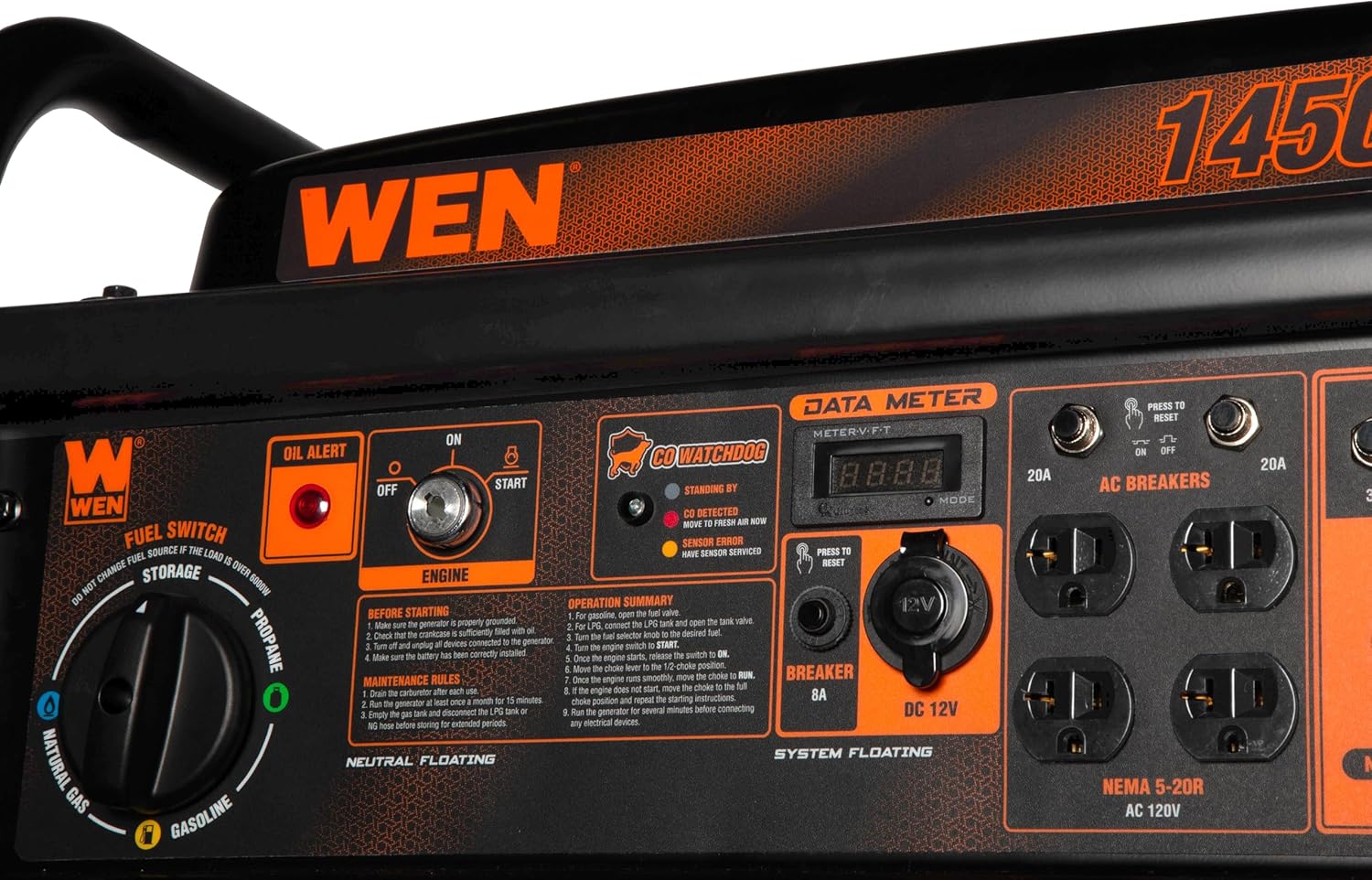 WEN 14,500-Watt 120V/240V Tri-Fuel Generator for Gas, Propane, and Natural Gas