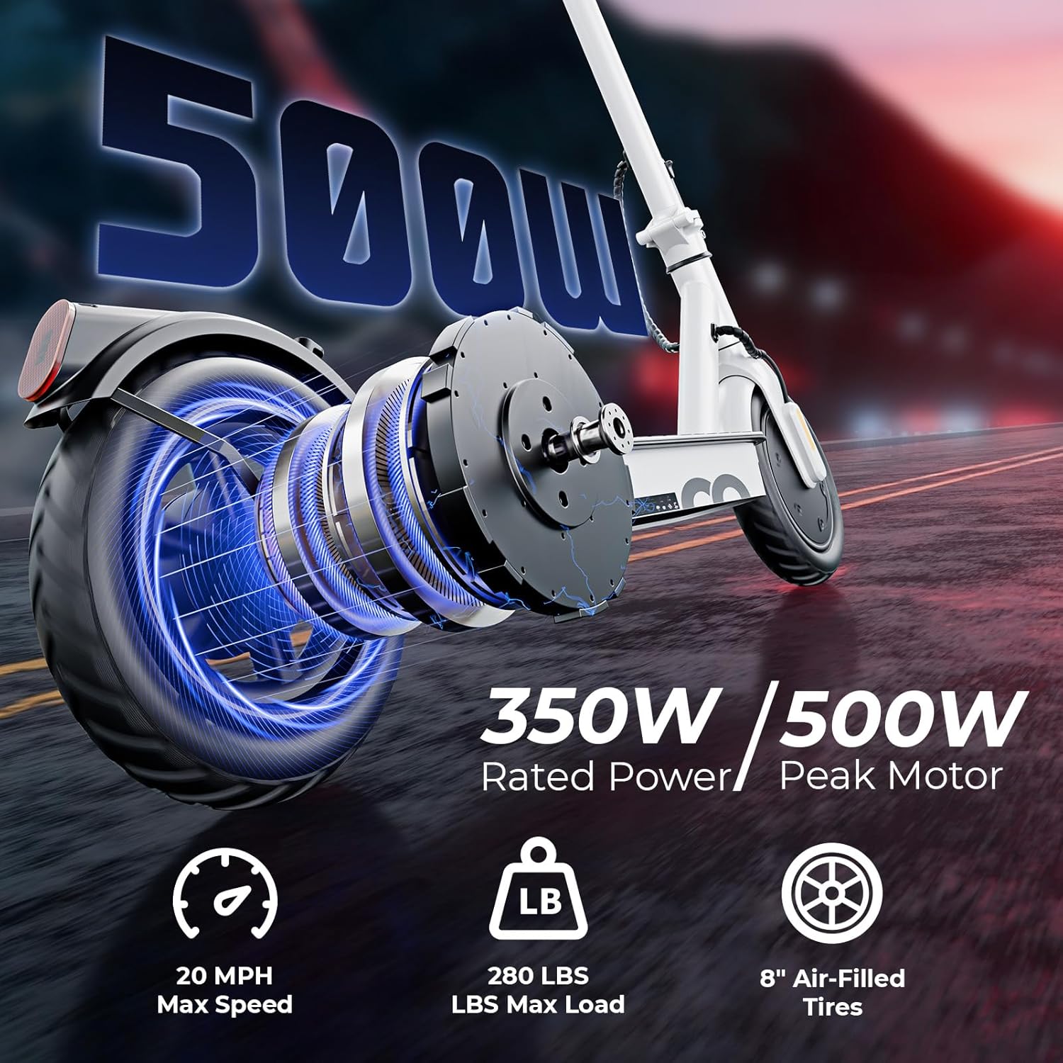 Electric Scooter for Kids & Teens, 500–1000W, 18–25 MPH, 21–28 Mile Range