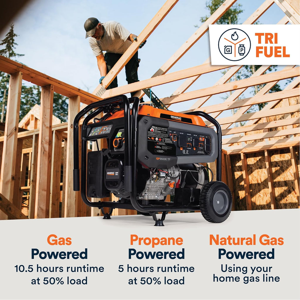 Generac 8,125 Starting Watt Portable Gas Generator – Includes Extension Cord