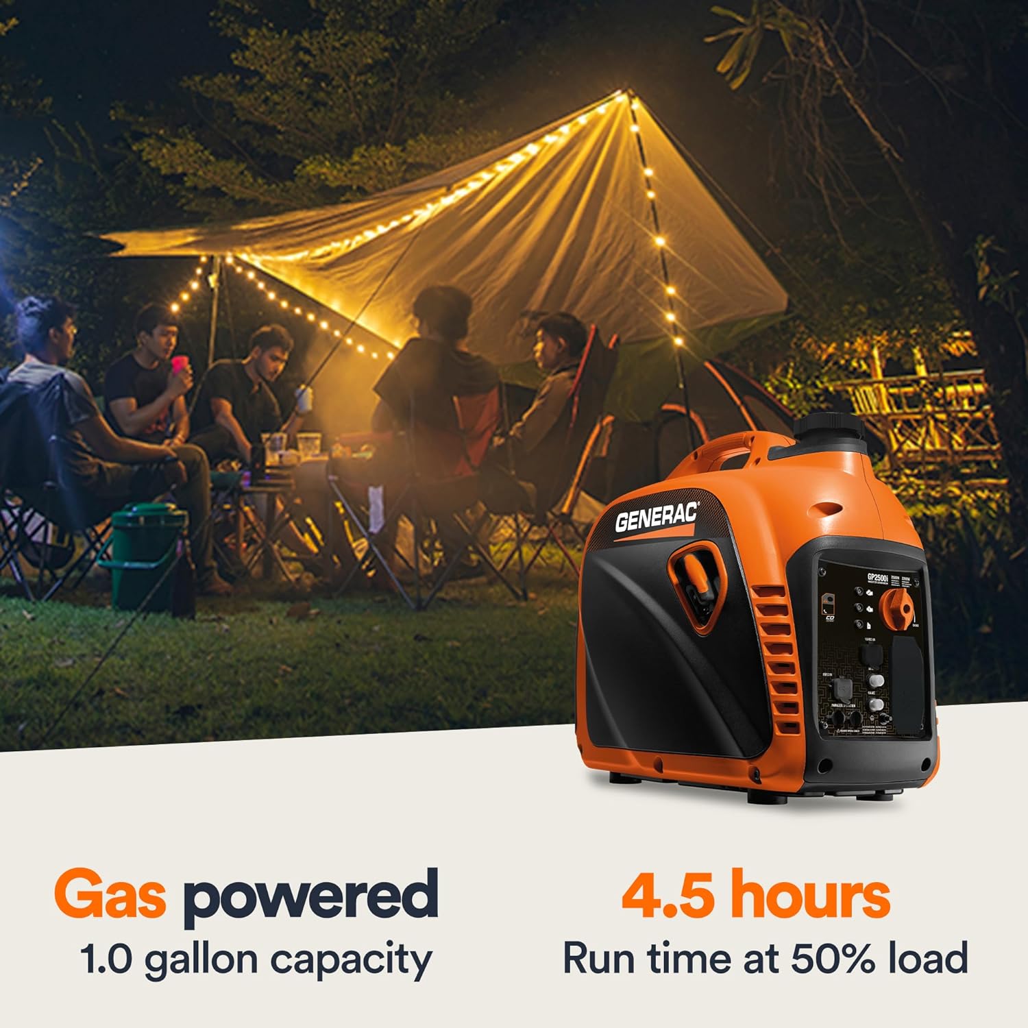 Generac 3,300-Watt Gas Powered Portable Inverter Generator – Lightweight and Compact