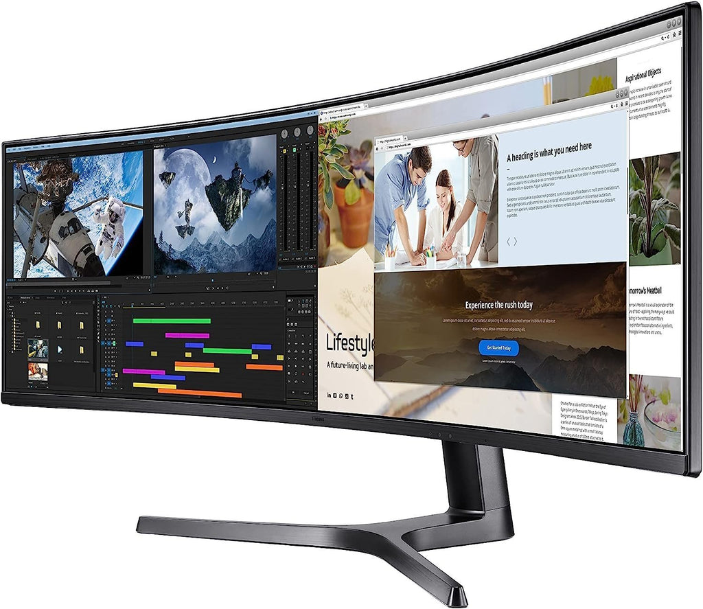 SAMSUNG 49” Odyssey G9 Gaming Monitor, 1000R Curved Screen, QLED, Dual QHD Display, 240Hz, NVIDIA G-SYNC and FreeSync Premium Pro, LC49G95TSSNXZA, Black