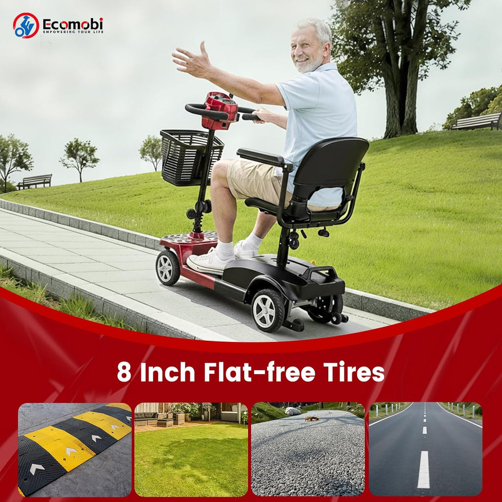 4-Wheel Mobility Scooter for Adults & Seniors, 15–30 Mile Range, 350W, Removable Battery, Compact
