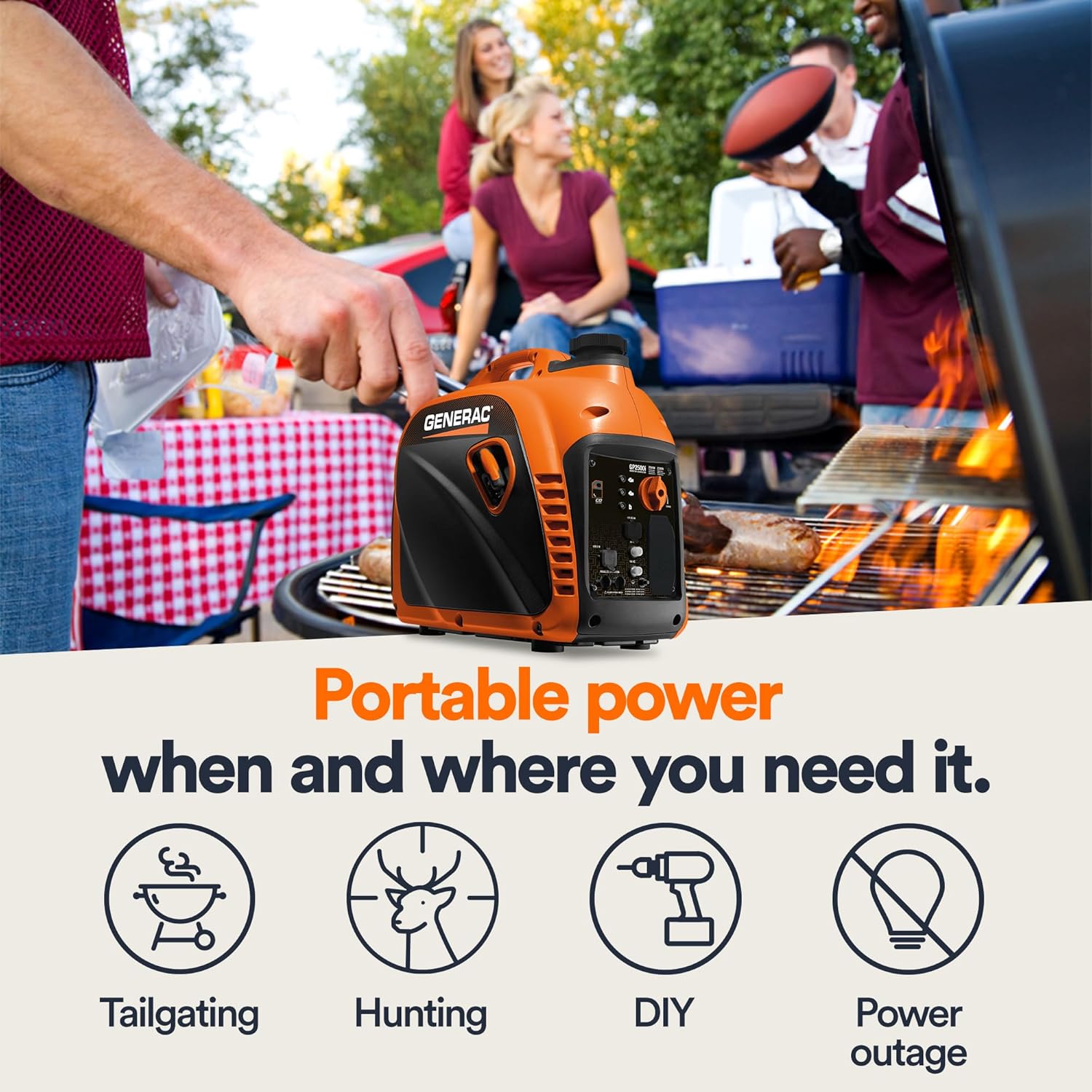 Generac 3,300-Watt Gas Powered Portable Inverter Generator – Lightweight and Compact