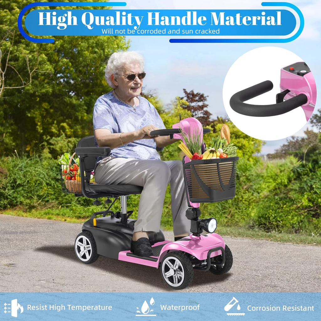 4-Wheel Mobility Scooter for Adults & Seniors, 15–30 Mile Range, 350W, Removable Battery, Compact