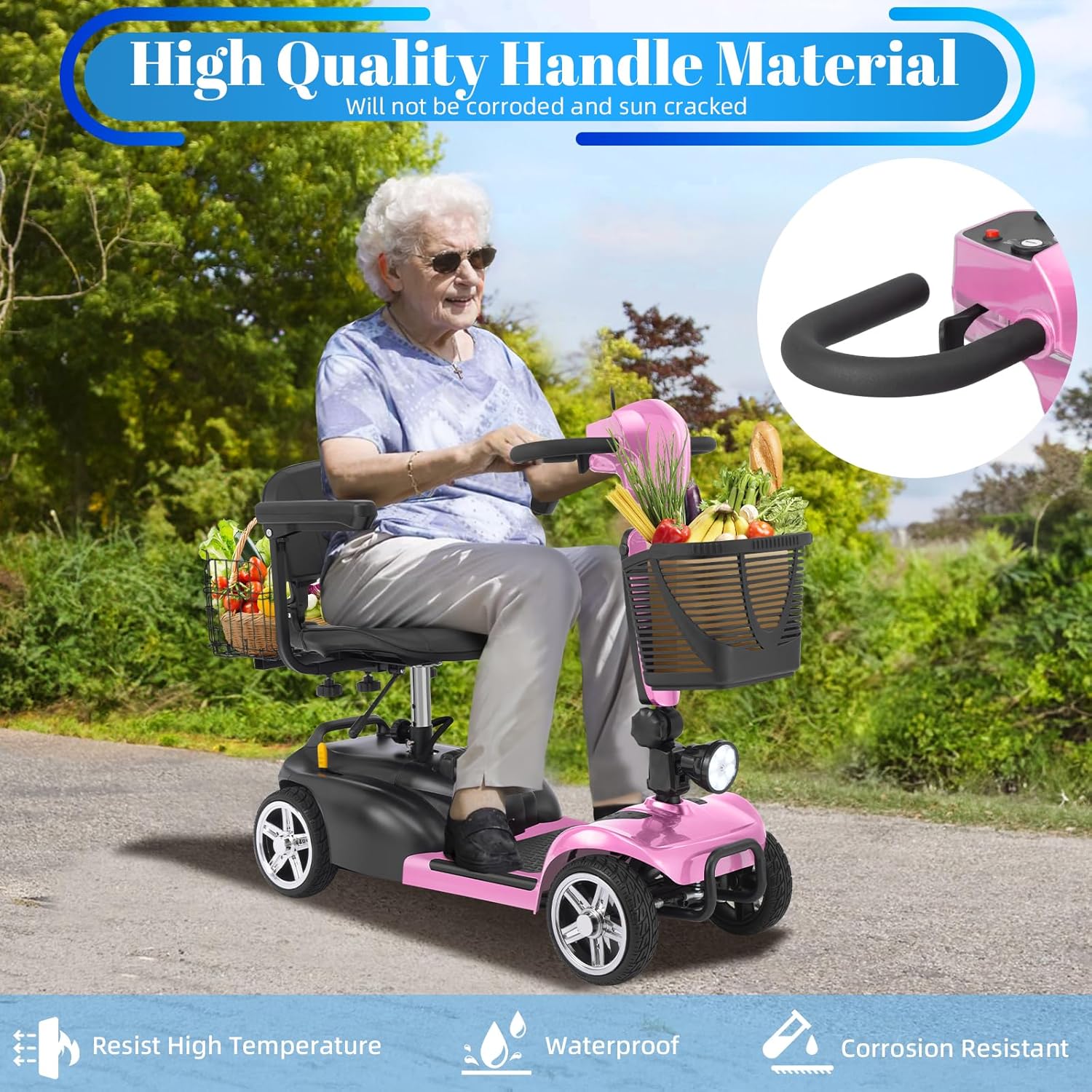 4-Wheel Mobility Scooter for Adults & Seniors, 15–30 Mile Range, 350W, Removable Battery, Compact