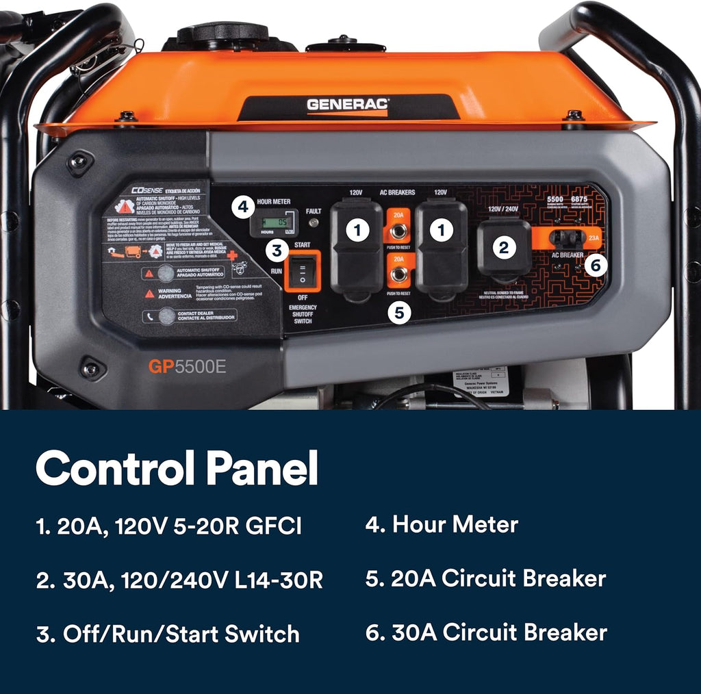 Generac 8,125 Starting Watt Portable Gas Generator – Includes Extension Cord