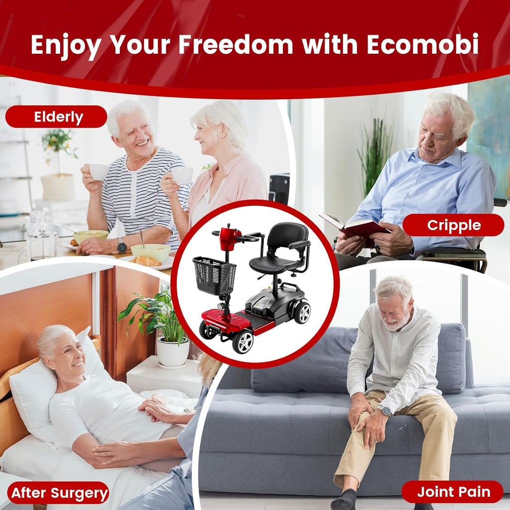 4-Wheel Mobility Scooter for Adults & Seniors, 15–30 Mile Range, 350W, Removable Battery, Compact
