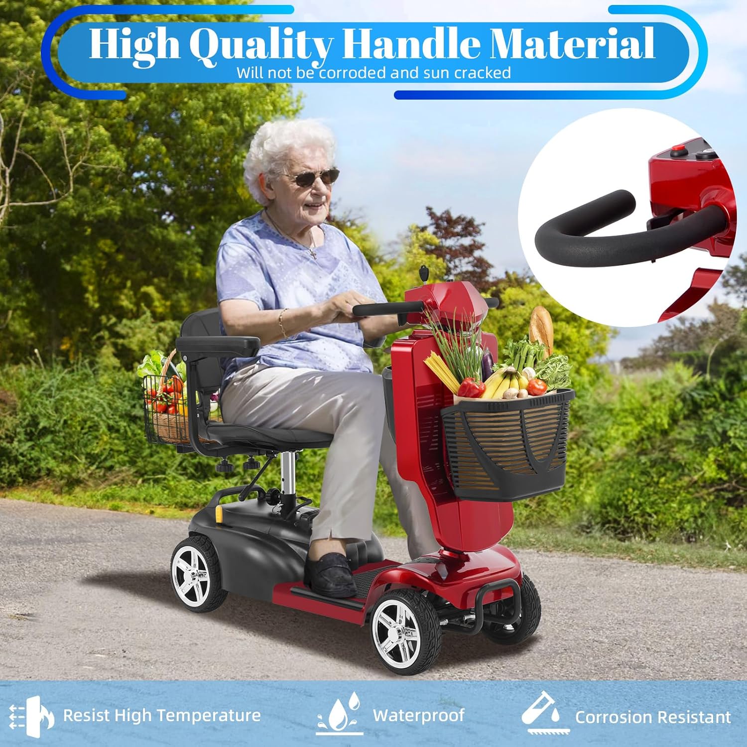 4-Wheel Mobility Scooter for Adults & Seniors, 15–30 Mile Range, 350W, Removable Battery, Compact