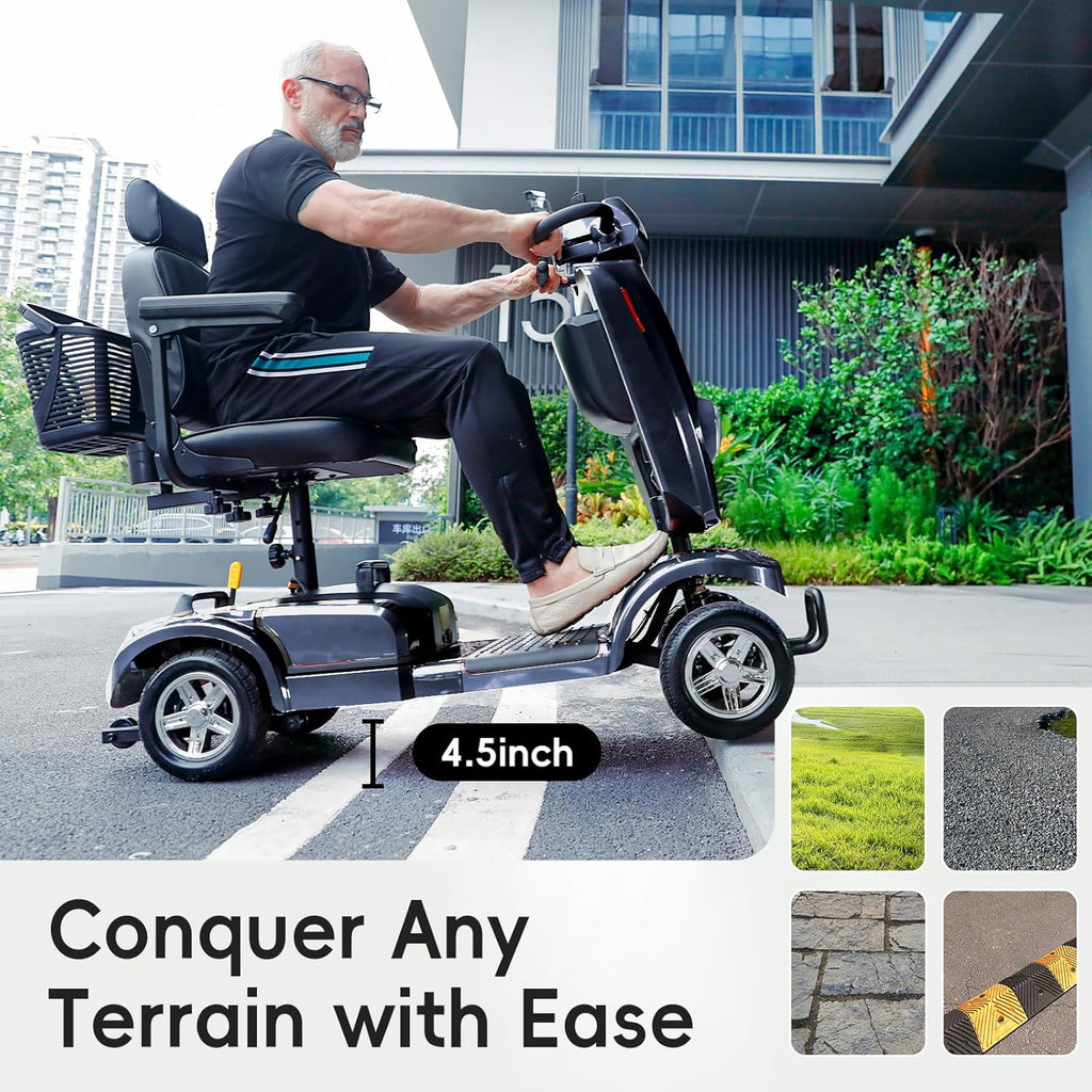 Heavy Duty Electric Mobility Scooter for Adults & Seniors, 16–32 Mile Range, 500–1000W, Off-Road