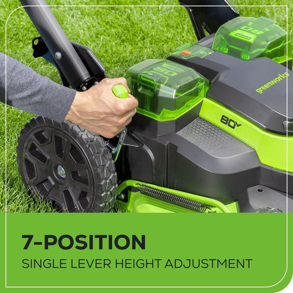 Greenworks 80V 25″ Brushless Cordless Self-Propelled Lawn Mower,3 in 1 Dual Blade LawnMover, W/4.0Ah Battery and Rapid Charger Included