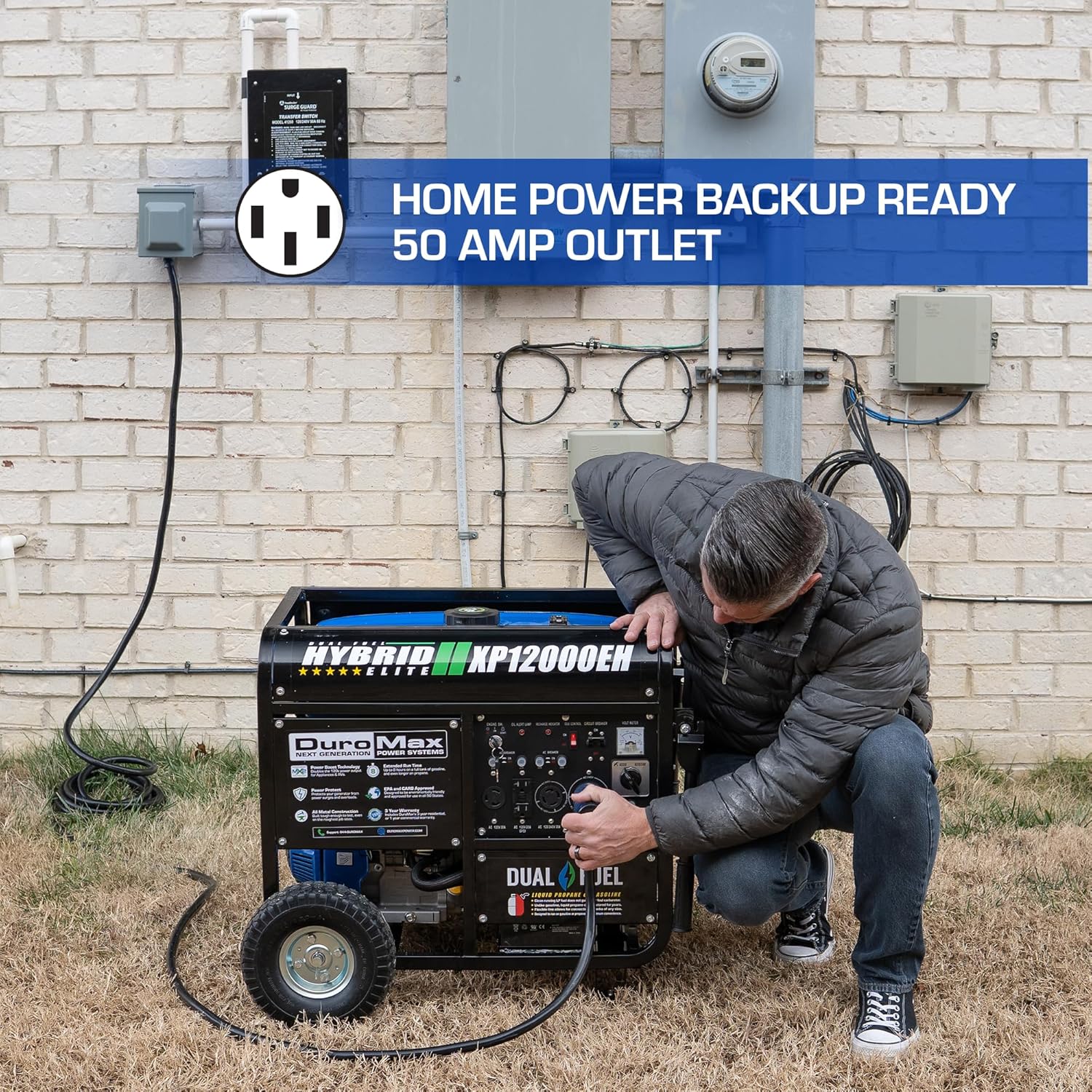 DuroMax XP13000EH 13,000-Watt Dual Fuel Portable Generator – Gas & Propane, Electric Start