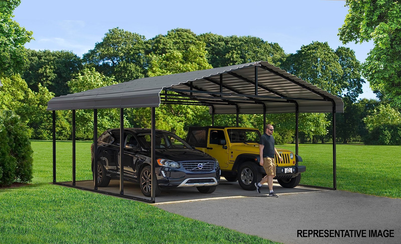 Arrow Carport, 12 ft. x 24ft. x 9ft. Charcoal 12′ x 24′ x 9′