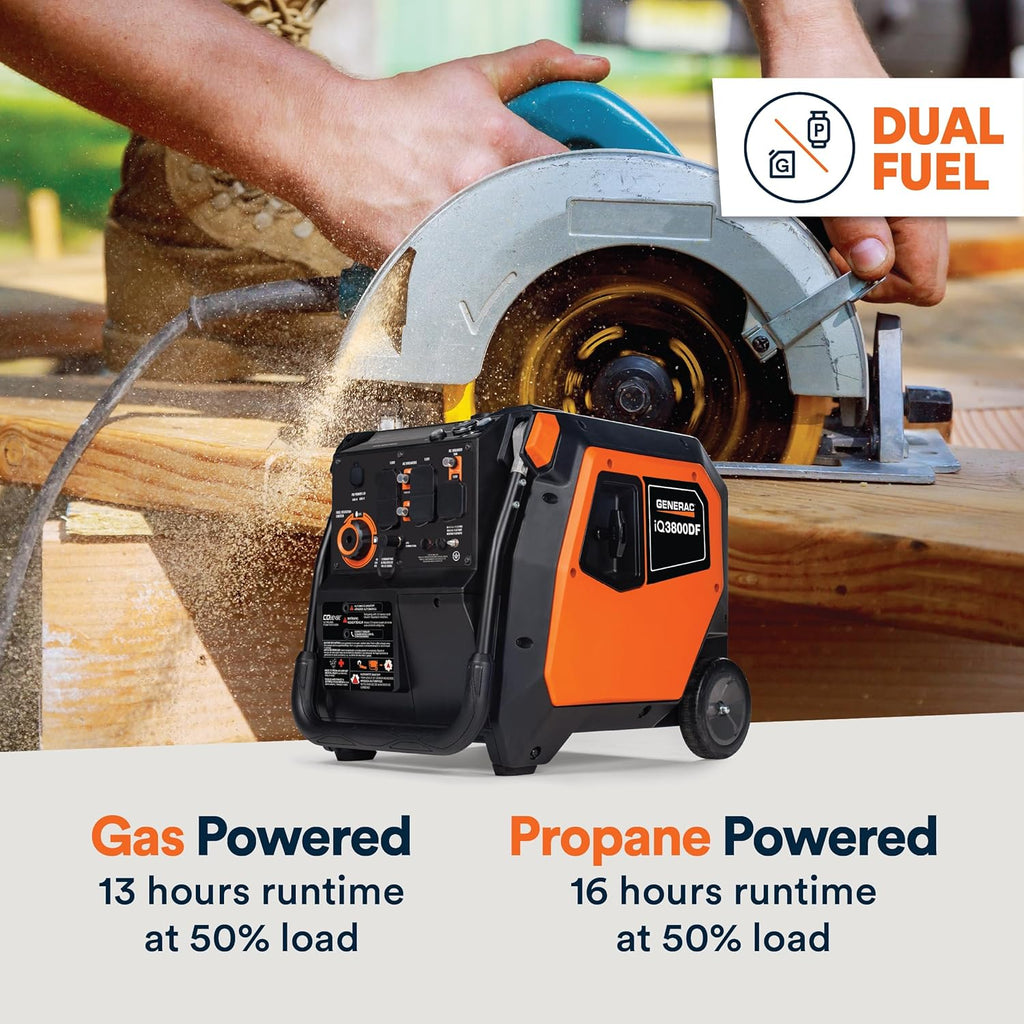 Generac 3,300-Watt Gas Powered Portable Inverter Generator – Lightweight and Compact