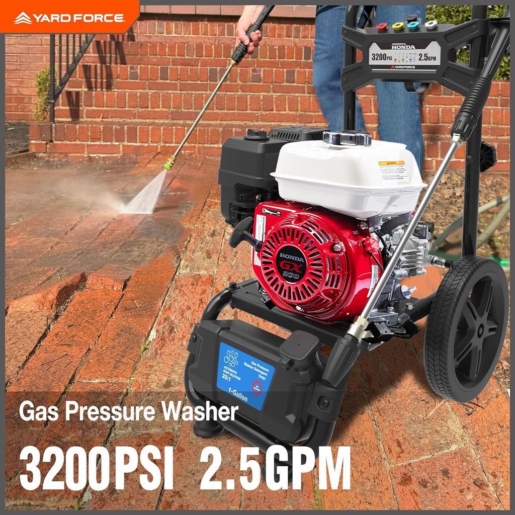 Yard Force YF3200-H Pressure Washer 3200 PSI 2.5 GPM Gas Honda GX200 196cc Engine New