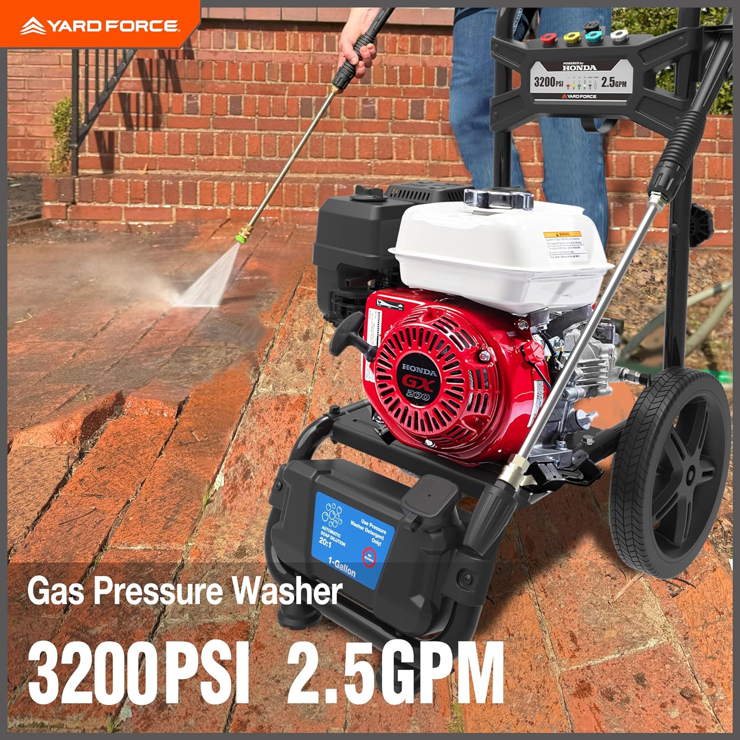 Yard Force YF3200-H Pressure Washer 3200 PSI 2.5 GPM Gas Honda GX200 196cc Engine New